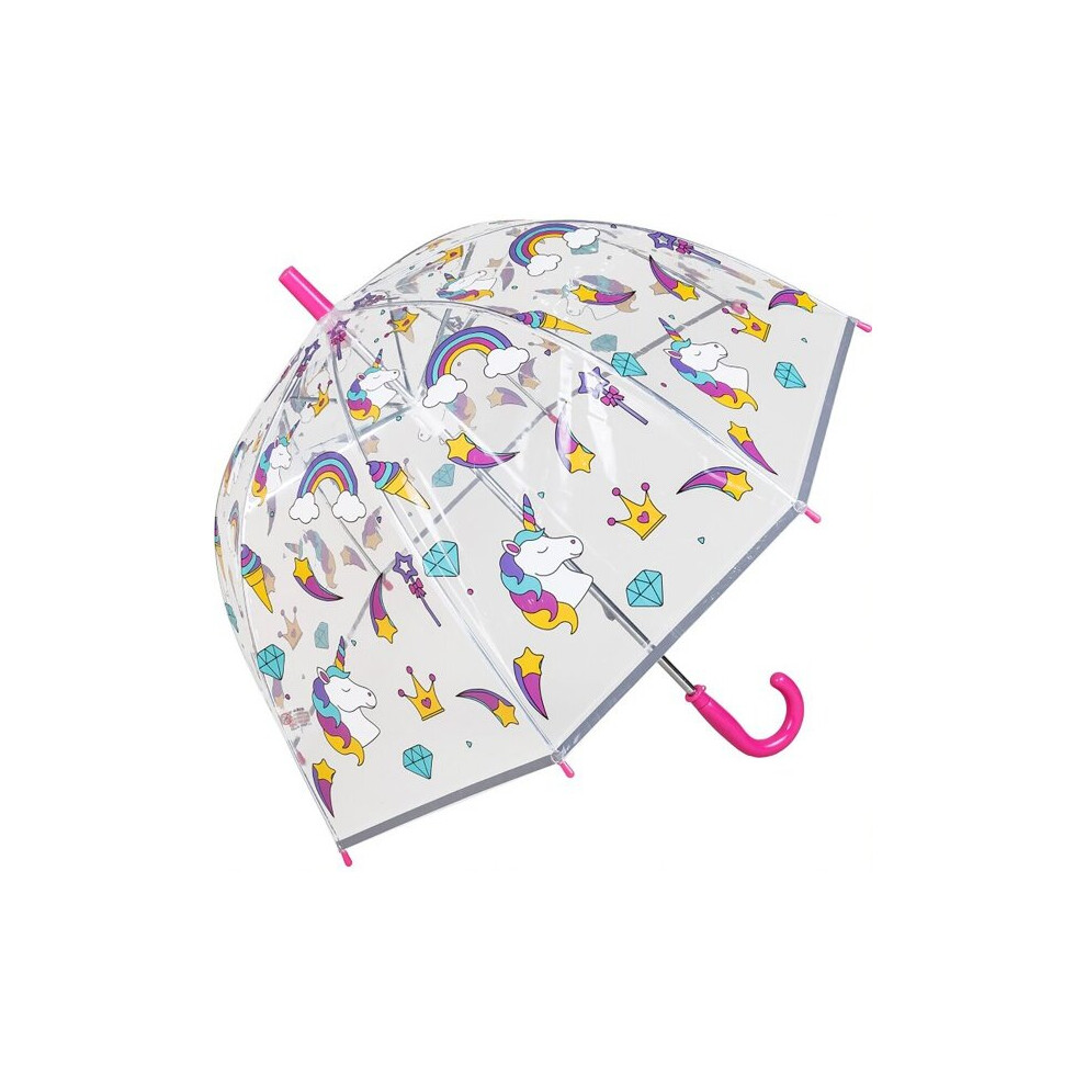 Susino Childrens See-Through Dome Umbrella - Unicorns & Rainbows