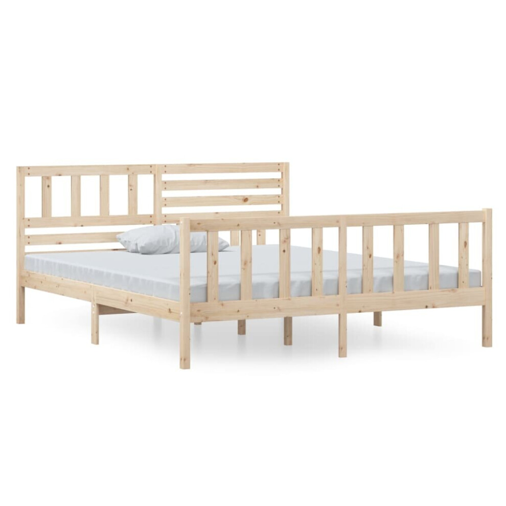 vidaXL Bed Frame Bed Base Wooden Platform Bed 135x190 cm Double Solid Wood