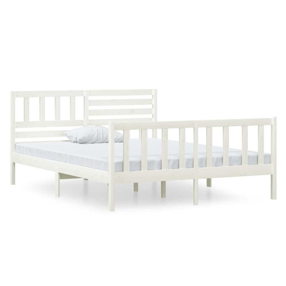 vidaXL Bed Frame Bed Base Wooden Bed White 120x190 cm Small Double Solid Wood