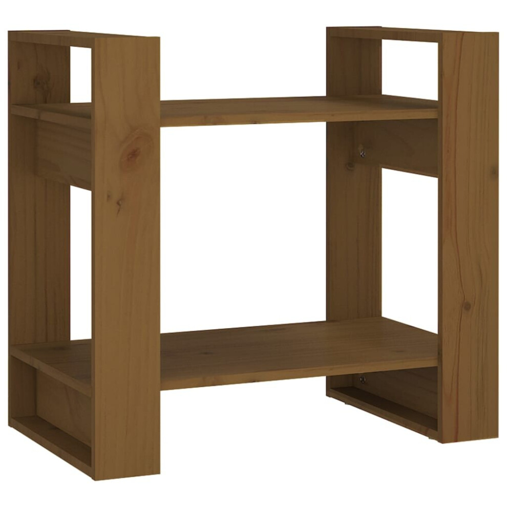 VIDAXL Solid Pine Wood 2 Shelf Bookcase - Honey Brown - Image 3