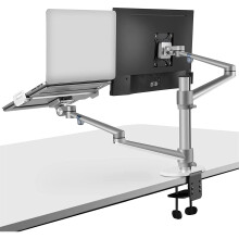 Viozon Monitor og Laptop Mount 2-i-1 Justerbar Dual Arm Desk Mounts Enkelt skrivebordsarmsstativ/holder til 17 til 32 tommer LCD-computersk?rme E