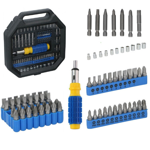 Vivo 99Pcs Ratchet 1/4'' Screwdriver Set Socket Wrench Tool Case Torx Allen Screw Nut