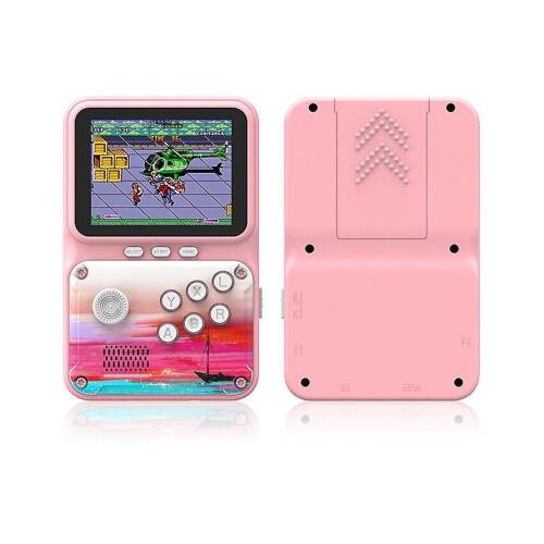(Pink) Retro Handheld Game Player Macaron Game Box Support For Tv And Two Players