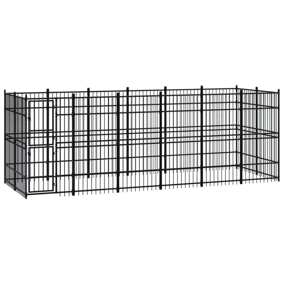 vidaXL Outdoor Dog Kennel Steel Outdoor Puppy Enclosure Dog Pet Supply Cage