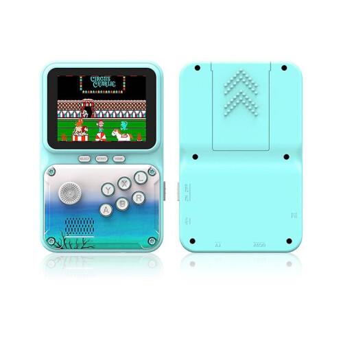 (Blue) Retro Handheld Game Player Macaron Game Box Support For Tv And Two Players