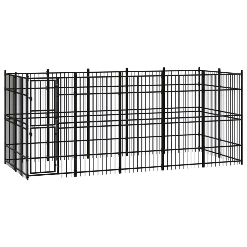 vidaXL Outdoor Dog Kennel Steel Outdoor Puppy Enclosure Dog Pet Supply Cage