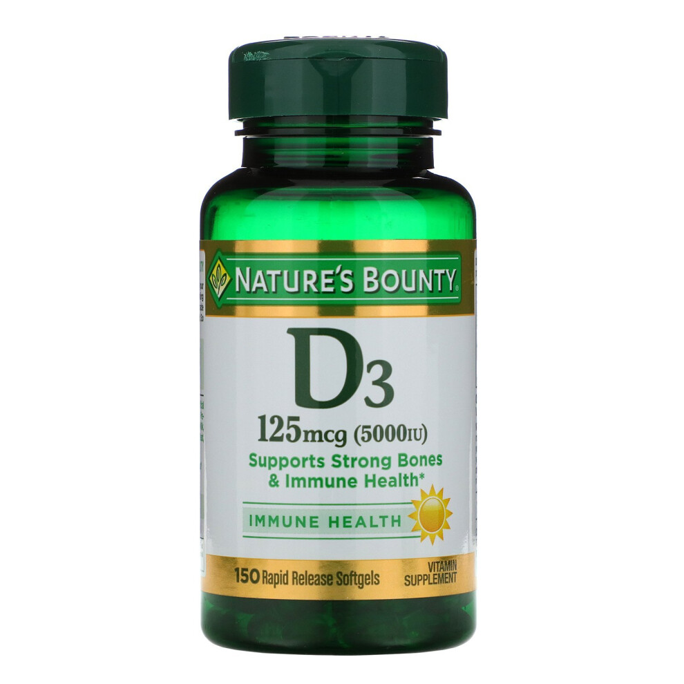 Nature's Bounty , D3, Immune Health, 125 Mcg (5,000 Iu), 150 Rapid Release Softgels