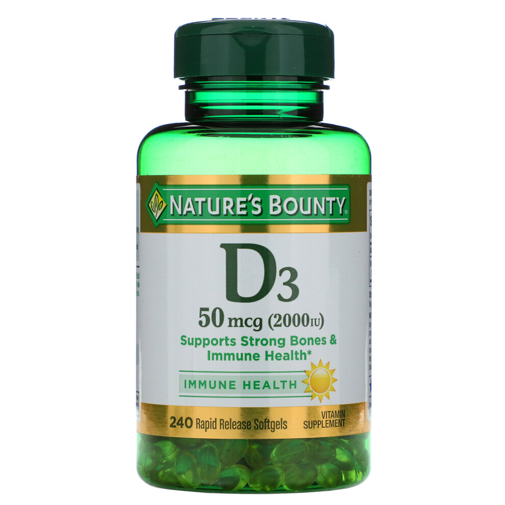 Nature's Bounty , D3, Immune Health, 50 Mcg (2,000 Iu), 240 Rapid Release Softgels