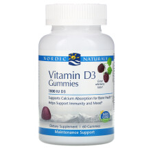 Nordic Naturals, Vitamin D3 Gummis, Wilde Beeren, 1.000 IE, 60 Gummis