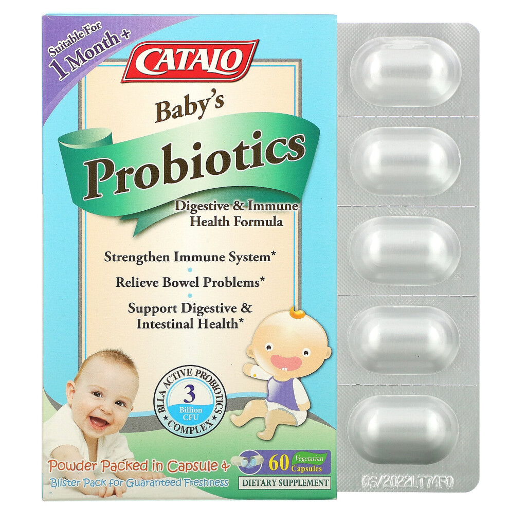 Catalo Naturals , Baby's Probiotics, Digestive & Immune Health Formula, 1 Month+, 3 Billion Cfu, 60 Vegetarian Capsules