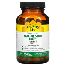 Country Life, Target-Mins, Magnesium-Kapseln mit Silizium, 300 mg, 120 vegane Kapseln