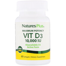 NaturesPlus, Vitamin D3, 10.000 IE (250 mcg), 60 Softgels