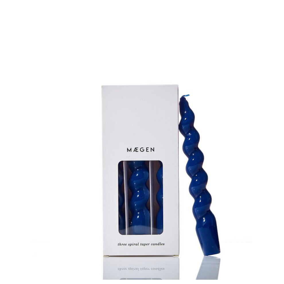 Maegen Spiral Taper Candles - Navy