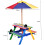 Kids Picnic Table Bench Set Children Activity Play Table w/ Umbrella 8