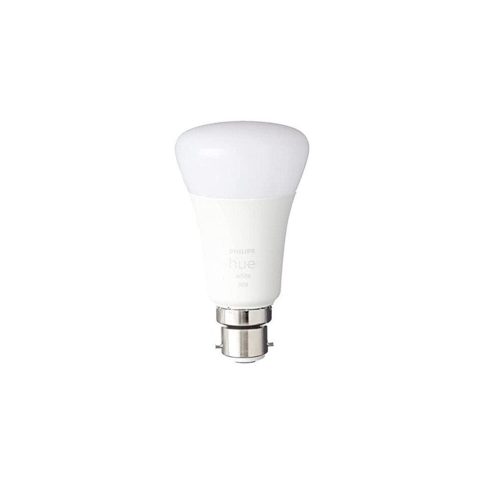 Philips Hue White Smart Bulb Twin Pack LED [B22 Bayonet Cap] - 806 Lumens (60W equivalent). Works with Alexa, Google Assistant and Apple Homekit