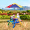 Kids Picnic Table Bench Set Children Activity Play Table w/ Umbrella 7