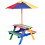 Kids Picnic Table Bench Set Children Activity Play Table w/ Umbrella 1