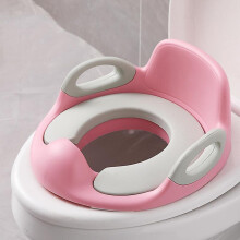 (Pink) Potty Training Seat Toddler Toilet Seat With Soft Pu Cushion Safe Handles