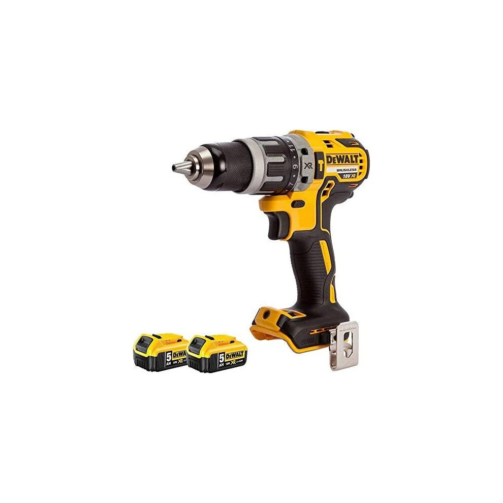 DEWALT DCD796N 18v XR Brushless 2 Speed Combi Drill + 2 x 5.0Ah DCB184 Batteries, 18 V