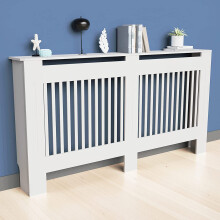(Vertical-XL H92XW172XD19, White) Modern Radiator Cover Furniture Cabinet Shelf