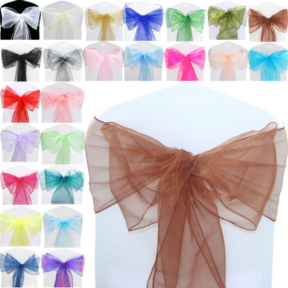 (Chocolate, 10) Time to Sparkle 22 X 280cm Organza Sashes Chair Cover Bow Sash Fuller Wider Bows Wedding-image-OPC-P9N9DP2-NEW