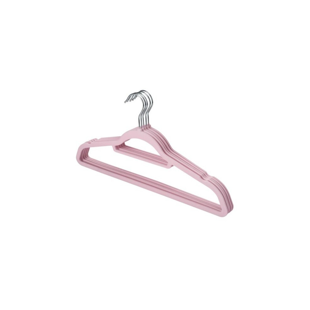 (Velvet Coat Hangers Clothes Flocked Non Slip Trouser Hanging Space Saving Baby Pink) Velvet Non Slip Coat Clothes Hanging 10 Hangers