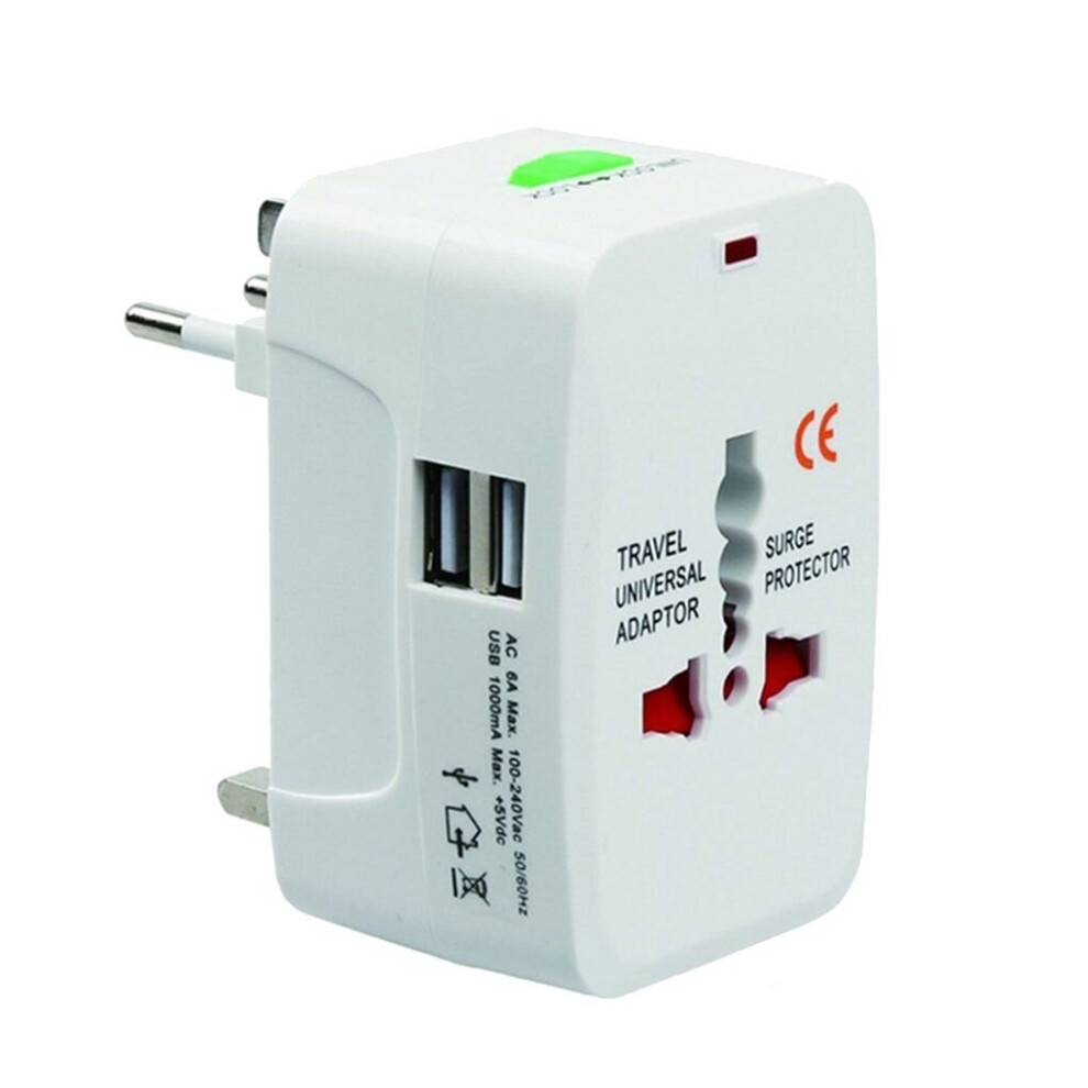 Universal Adapter Dual USB Power Charger Converter International Travel Electric Plug Portable All in One Converting Socket