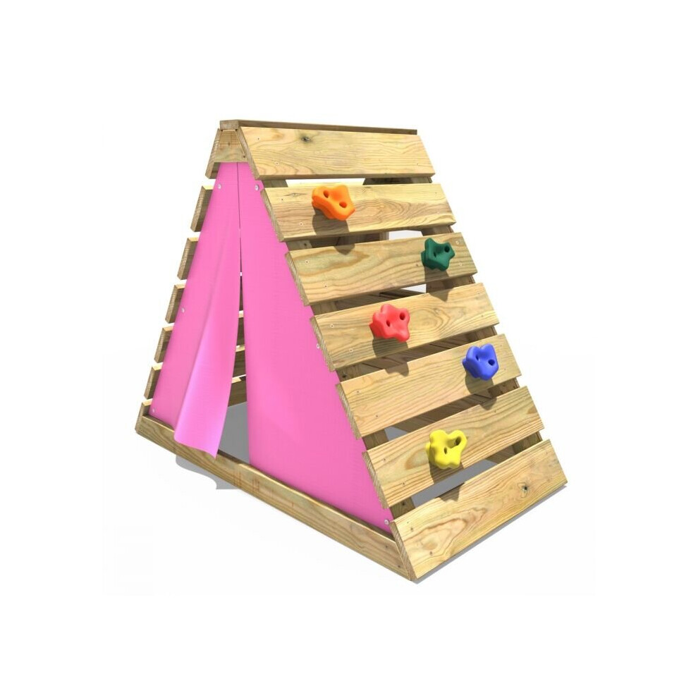 (Pink) Rebo Mini Wooden Climbing Pyramid Adventure Playset