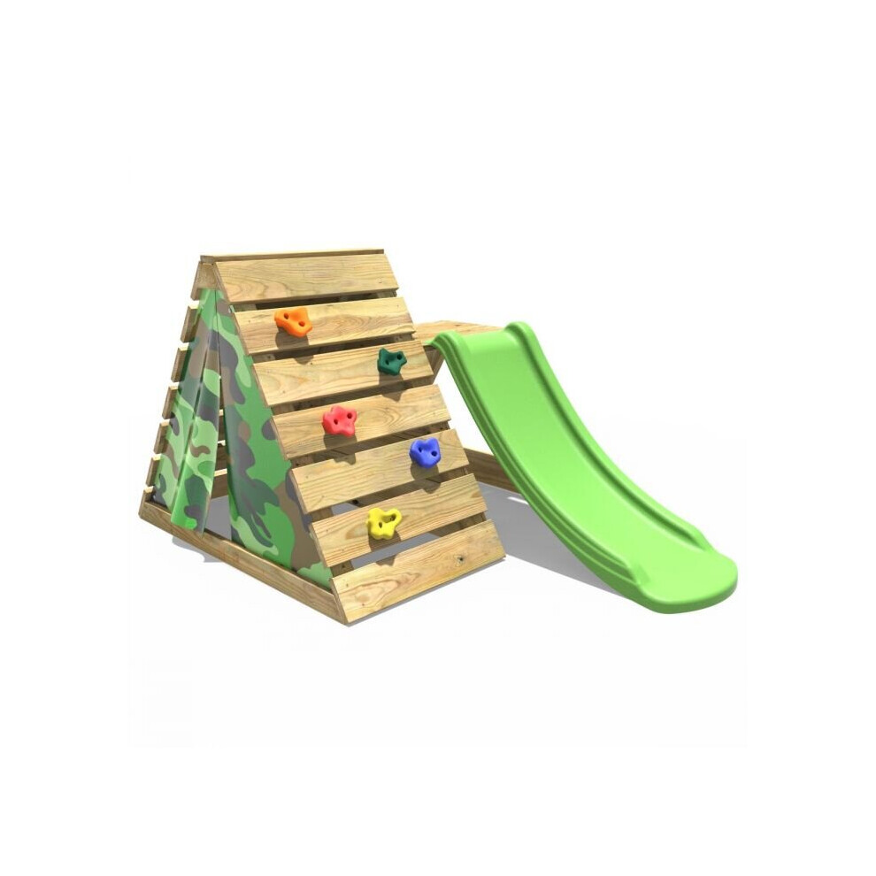 (Camo) Rebo Mini Wooden Climbing Pyramid Adventure Playset and Slide