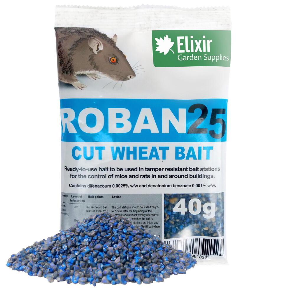 (Roban 40g Packet, 4) Rat, Mouse & Rodent Killer/Poison & Pest Control | Ready-to-Use Bait