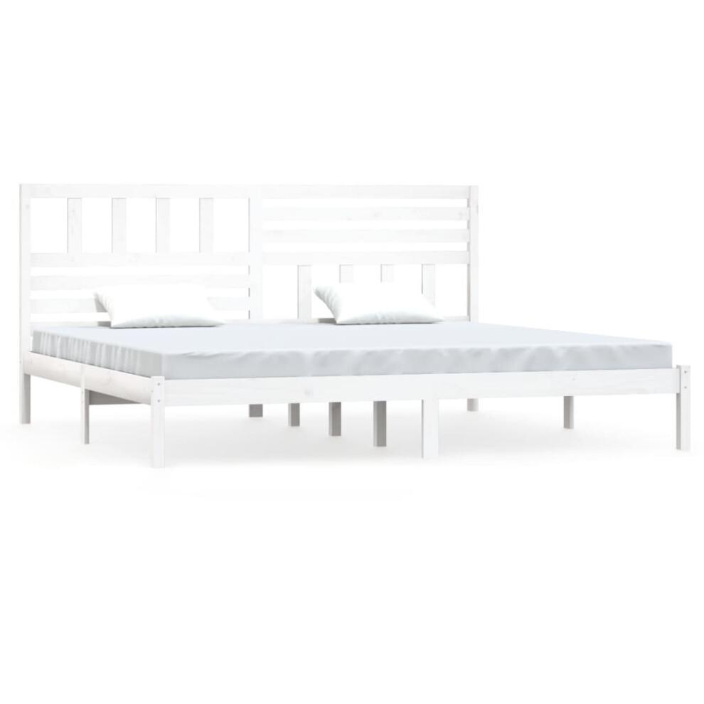 Vidaxl (White, 200 X 200 Cm) Bed Frame Bed Base Bedstead Bedroom Mattress Foundation Solid Wood Pine