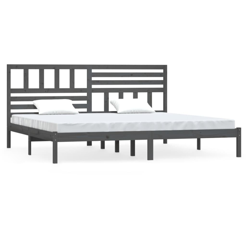 Vidaxl (Grey, 200 X 200 Cm) Bed Frame Bed Base Bedstead Bedroom Mattress Foundation Solid Wood Pine