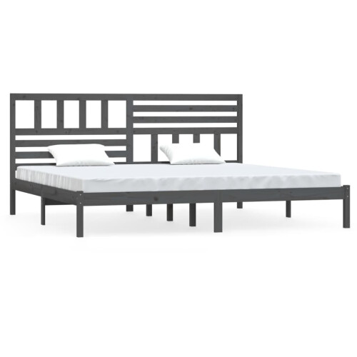 VidaXL (grey, 200 x 200 cm) vidaXL Bed Frame Bed Base Bedstead Bedroom Mattress Foundation Solid Wood Pine 1