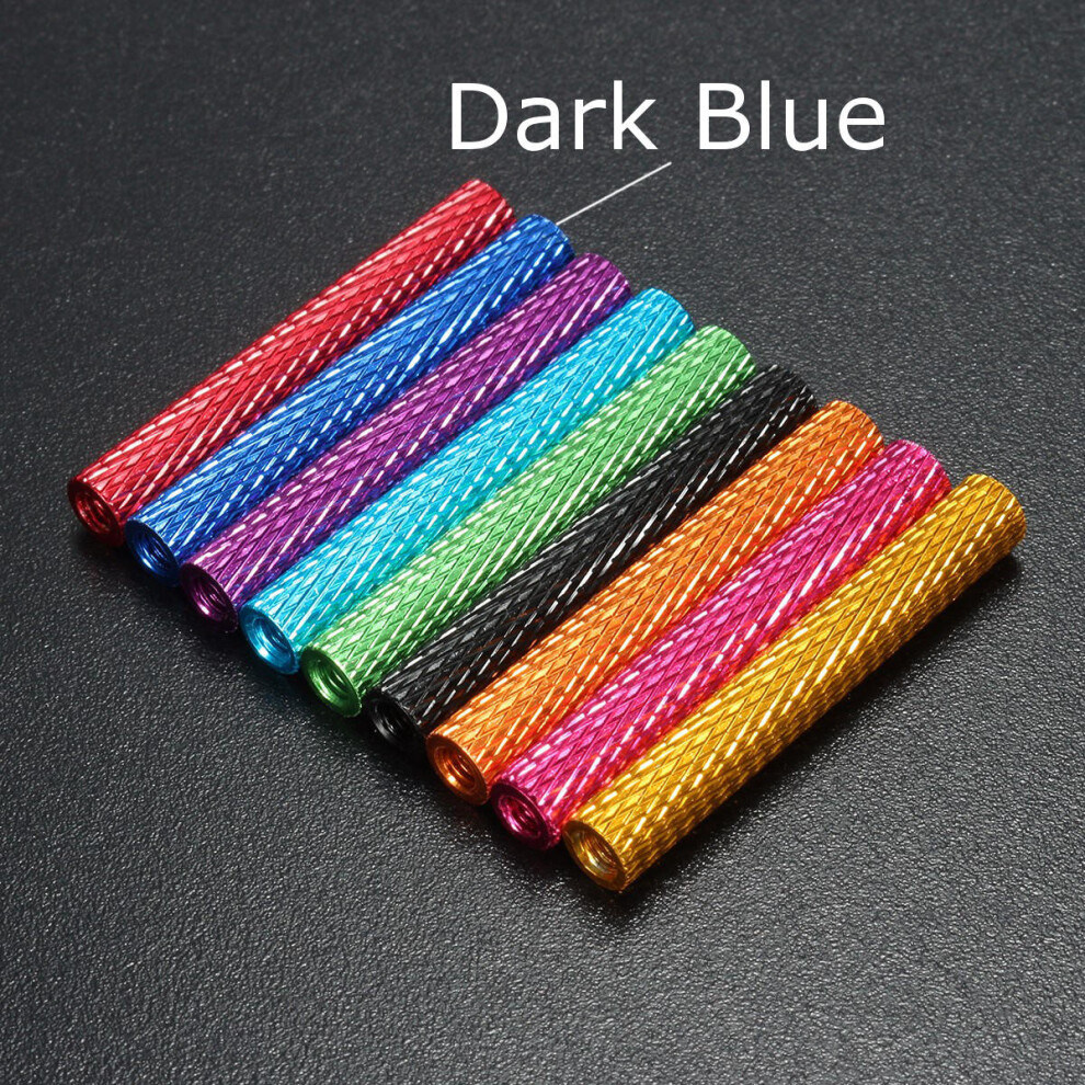 (Dark Blue) M3AS9 10Pcs M3 40mm Knurled Standoff Bolt Aluminum Alloy 6061 Anodized Spacer Multicolor