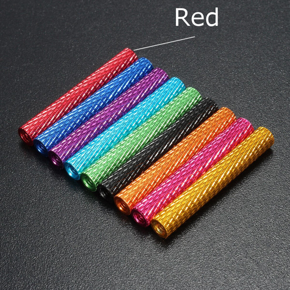 (Red) M3AS9 10Pcs M3 40mm Knurled Standoff Bolt Aluminum Alloy 6061 Anodized Spacer Multicolor