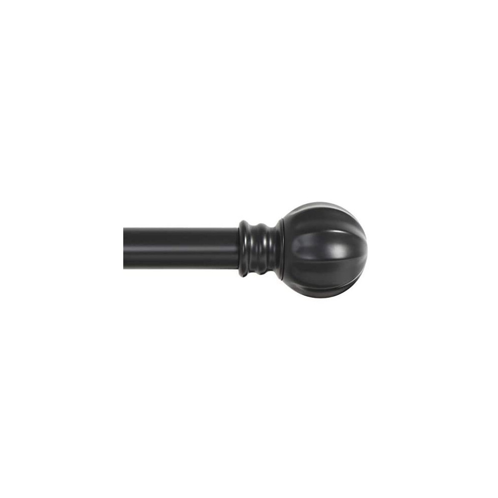 Ivilon Curtain Rod with Ball Finials - 1 inch Pole. 28 to 48 Inch. Black-image-OPC-P9NBRMB-NEW