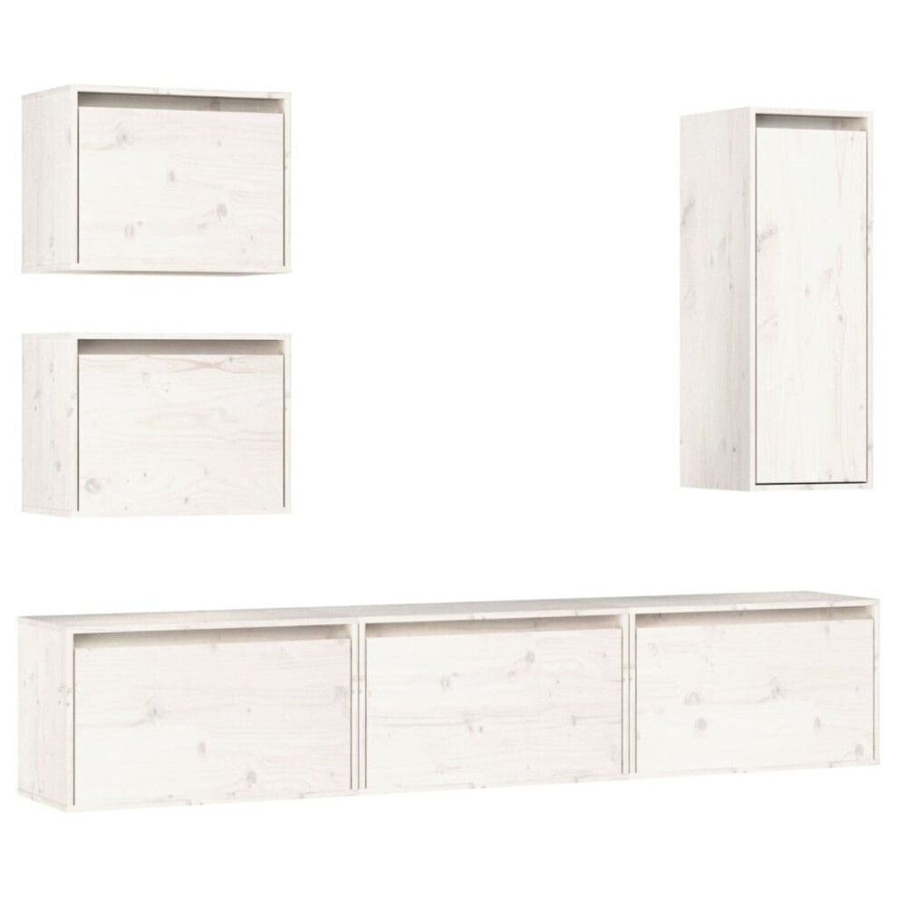 (white) vidaXL 6x Solid Wood Pine TV Cabinets Wall Mounted Furniture Multi Colours