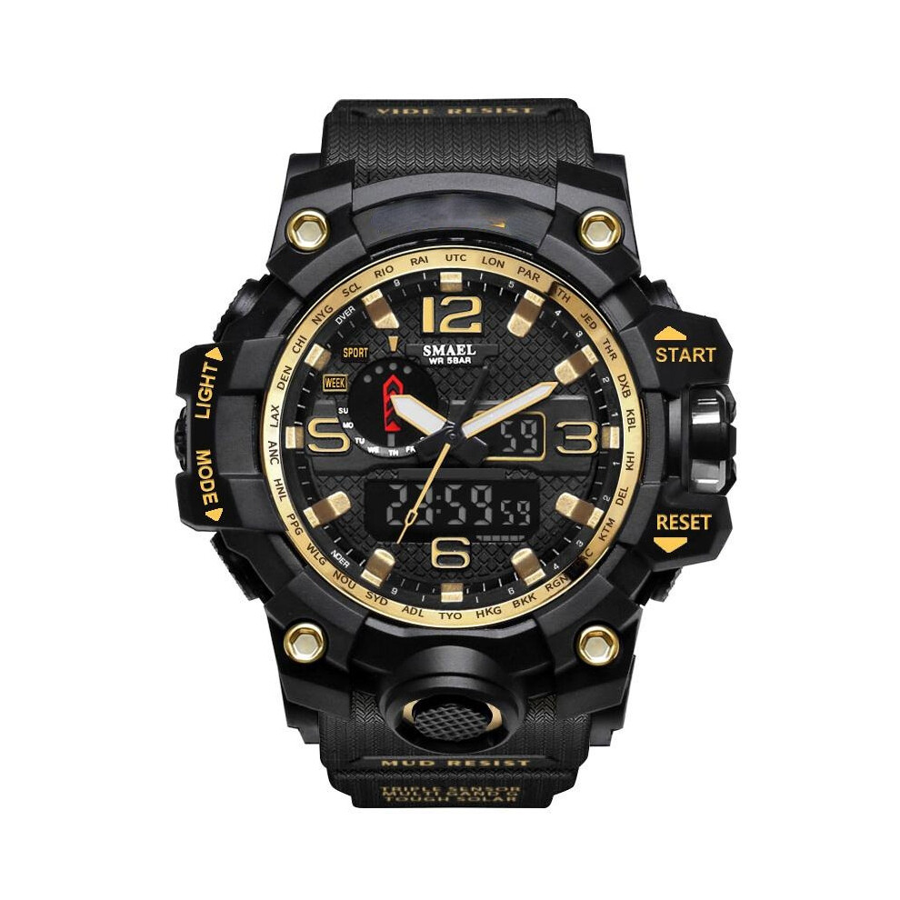 (Gold) Waterproof Sport Dual Display Watch