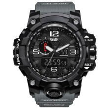 (Grey) Waterproof Sport Dual Display Watch