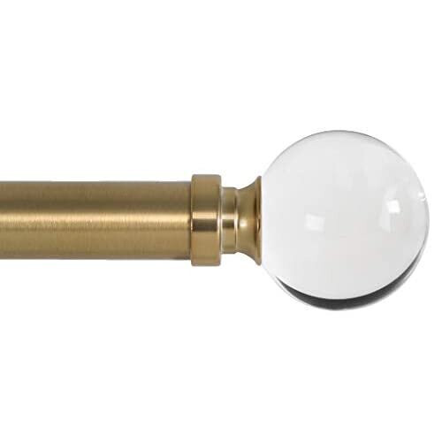 Ivilon Bastão de Cortina com Bola Acrílica - Barra de 1 polegada. 28 a 48 polegadas. Ouro Quente