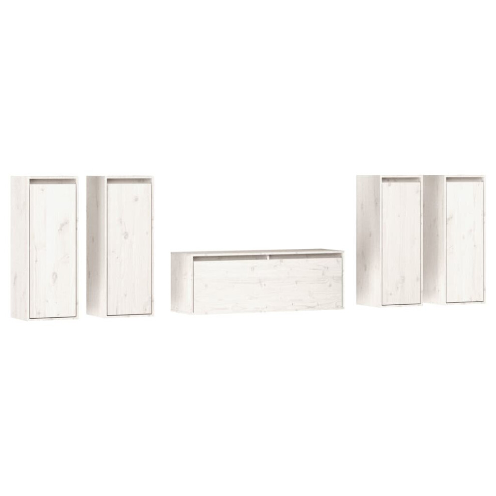Vidaxl (White) 5X Solid Wood Pine Tv Cabinets Wall Mounted Furniture Multi Colours White