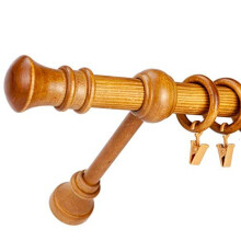 IANPAV wood, Single Wooden Curtain Pole, Rod, Rail, Track New Finials Monacco, 250 cm (98.42"), Alder