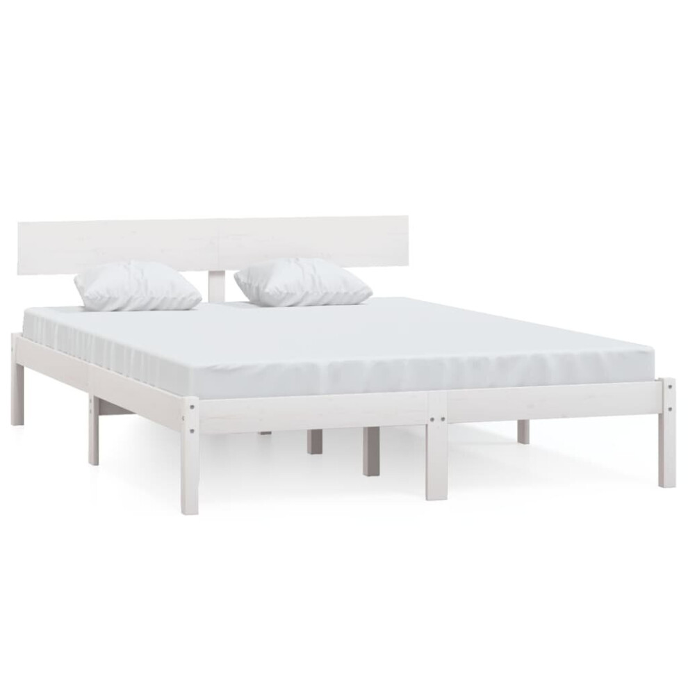 (white, 135 x 190 cm) vidaXL Solid Wood Pine Bed Frame Wooden Platform Bedstead Multi Colours/Sizes