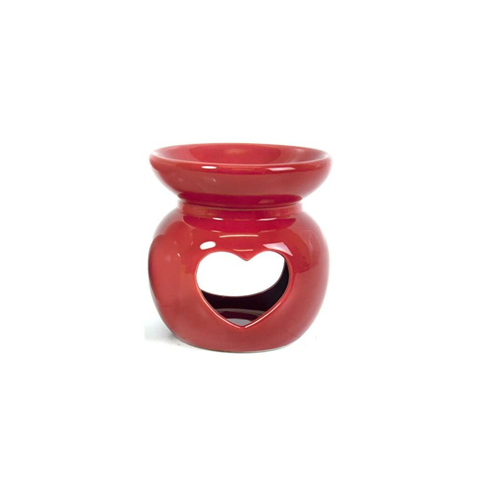 Carousel Home and Gifts Chunky Ceramic Heart Incense Oil Burner ~ Red