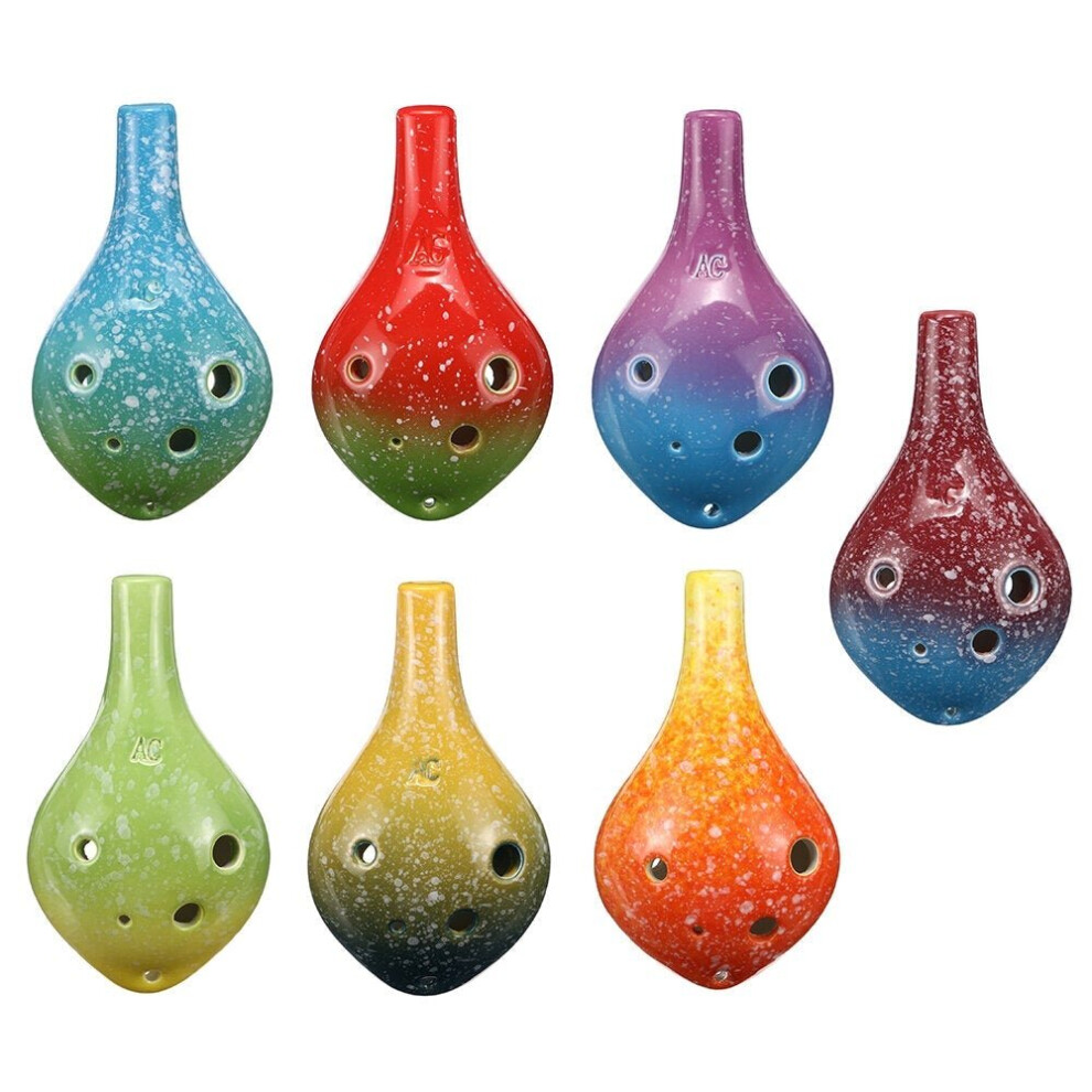 Greenzech (D) 6 Holes Ceramic Ocarina Alto C Tone Bottle Style Musical Instrument with Lanyard Music Score For Music Lover and Learner