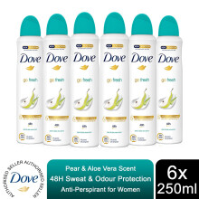 Dove Anti-Perspirant Go-Fresh Deo with Pear & Aloe Vera Scent, 6x250ml