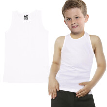 (5-6 Years, White) Boys Vest Top 100% Cotton Fashion Summer School Vest