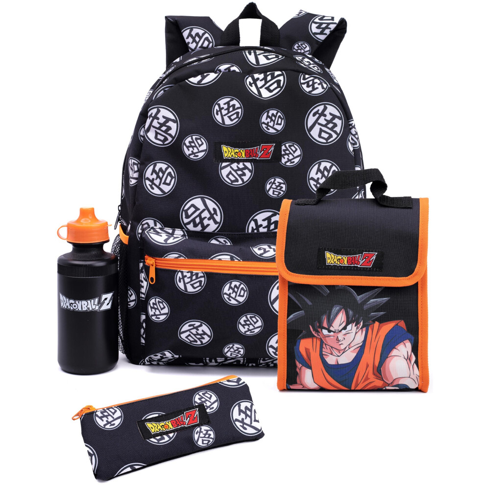 Dragon Ball Z Backpack Set Kids Teens 4 Piece Goku Lunch Box Water Bottle