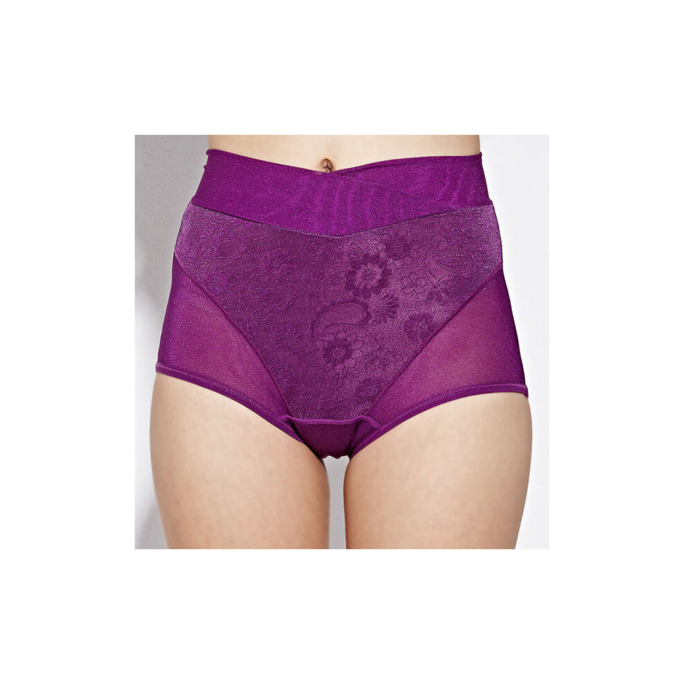 (Purple, XL) High Rise Jacquard Panties Physiological Leak Proof Briefs