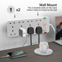EXTRASTAR 8 Way Extension Leads with Surge Protection, 13A 3120W Approved British UK Wall Mounted Power Strips with 2 Metre Extension Cord